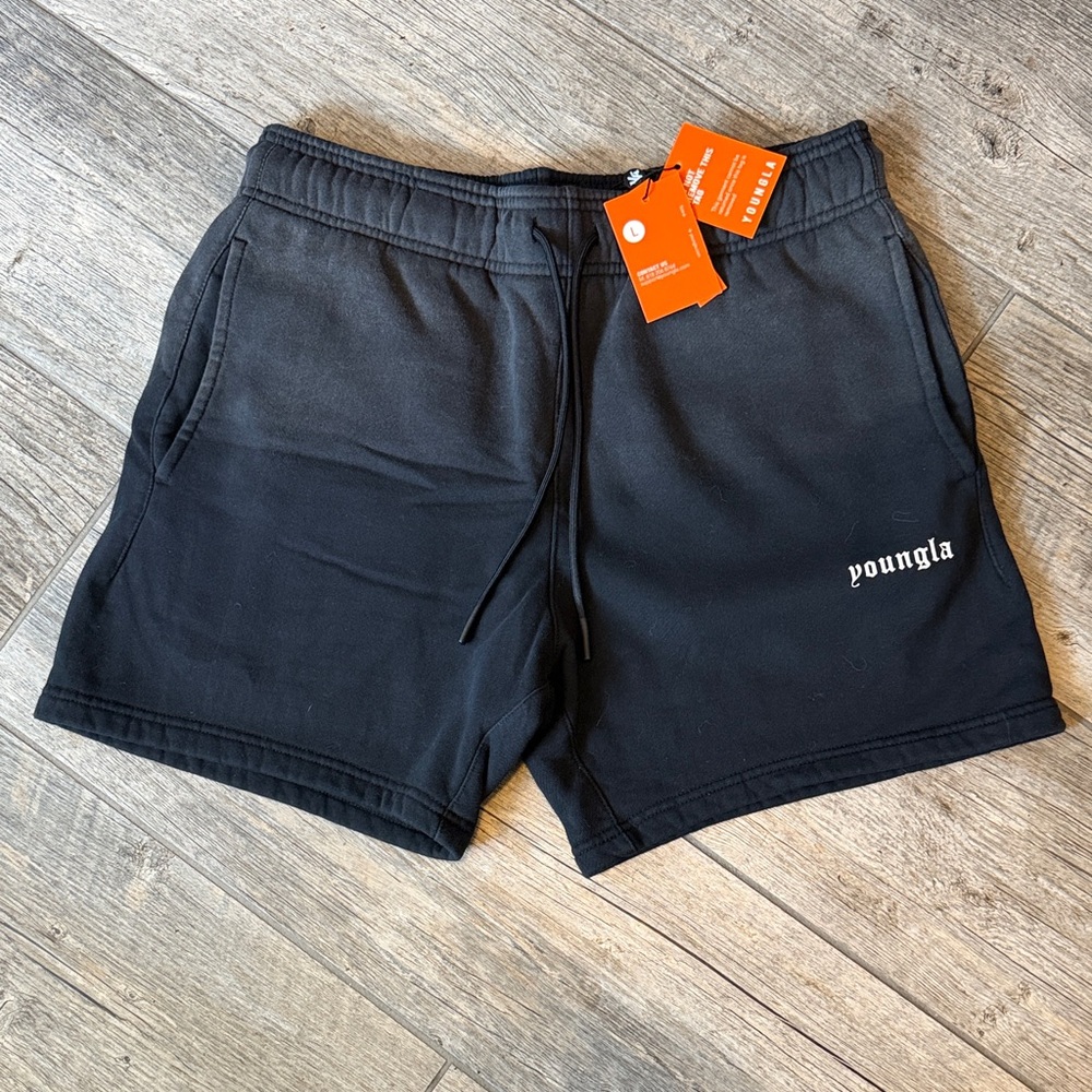 NWT YoungLA Men's Ombré Charcoal/Black Athletic Shorts
